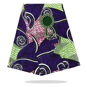 

High Quality Sewing Material 100%Breathable Veritable Afircan Style Wax Dye Block Printed Cotton Fabric 6 Yards RV18-24