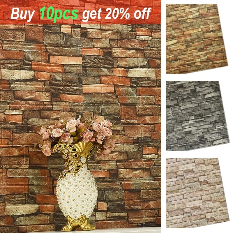3D Imitation Brick Wall Stickers Panel Waterproof Foam Self Adhesive Wallpaper Living Room Kid's Bedroom Home Decals | Дом и сад