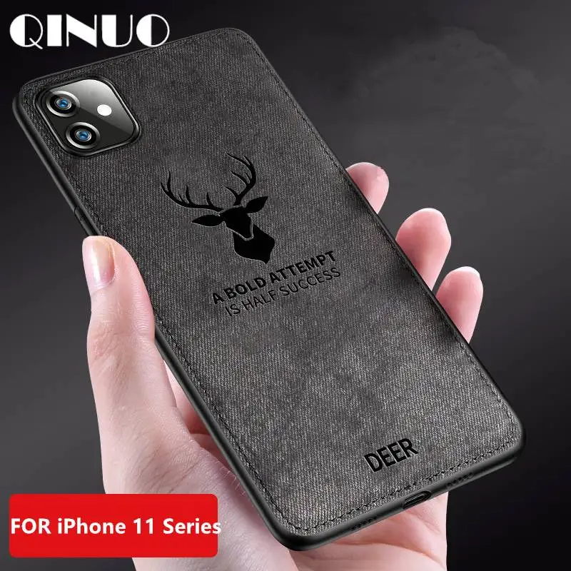 

QINUO Luxury Deer Case For iPhone 11 Pro 2019 Xs Max XR X Ultra Thin Soft Silicone Cover Case For iPhone 6 6s 7 8 Plus 5 5S SE