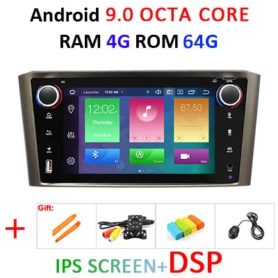 DSP " ips экран 64G Android 9,0 Автомобильный gps радио для Toyota Avensis T25 2002-2008 Навигация стерео аудио без DVD плеер головное устройство - Цвет: 9.0 4G 64G IPS DSP