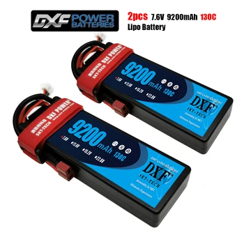

DXF Lipo 2S 7.6V 9200mAh 130C Max260C Lipo Battery RC Parts with T plug Comfortable for TRXX 1/10 Car Drone Helicopter Boat FPV