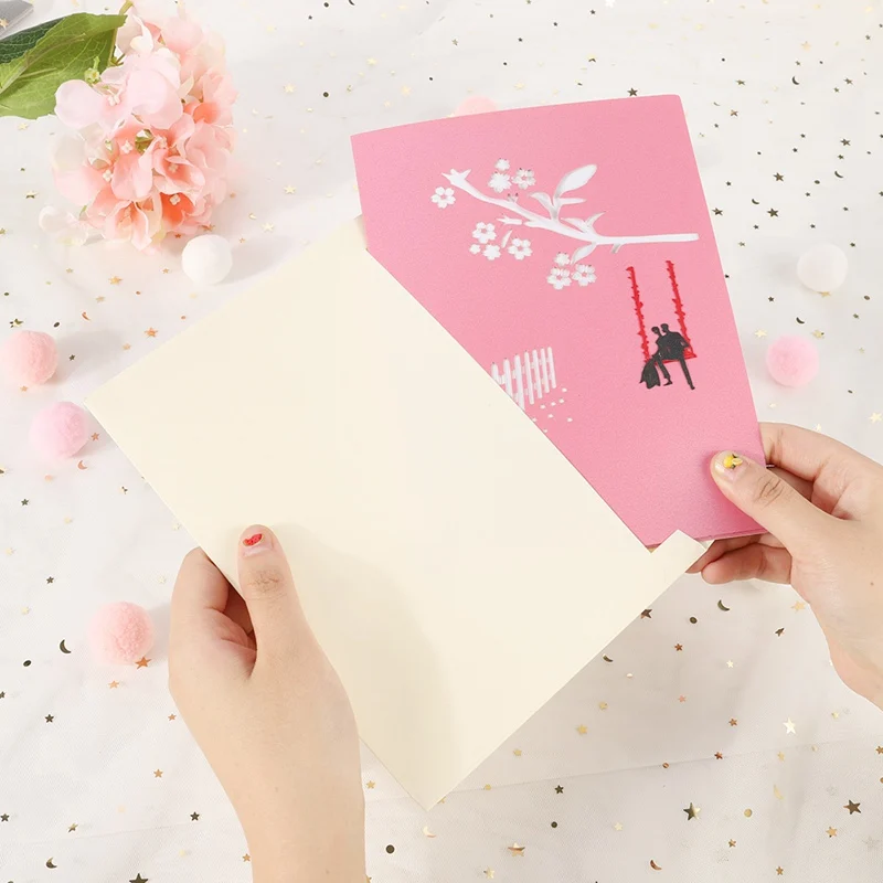  New 3D New Cherry Three-dimensional Small Card Folding Teacher's Day Couple Blessing Manual DIY Inv - 4.00047E+12