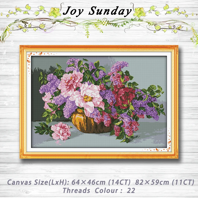 

Colorful The blossoming flowers painting dmc 14CT 11CT counted cross stitch kits embroidery set Needlework Set Home decor