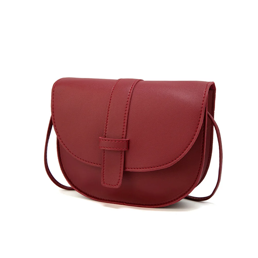 Одноцветная полукруглая сумка на одно плечо, модная сумка-мессенджер, мобильный кошелек для девушек, Лучшая распродажа-WT - Цвет: Красный