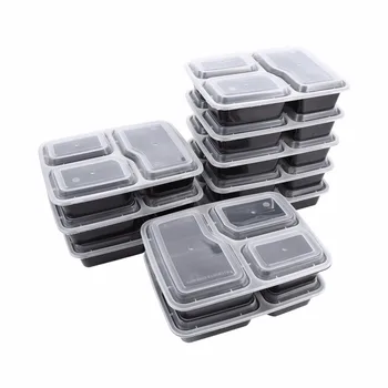 

10Pcs Plastic Reusable Bento Box Meal Storage 1/2/3 Compartment Lunch Box Microwavable Japanese Lunch Box School Food Container
