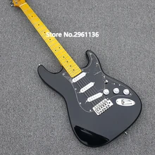 Высококачественная электрогитара, корпус липы и Кленовая шея, с черной краской, на заказ s-t электрогитара