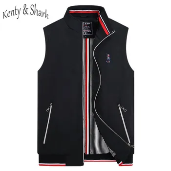 

Kenty Shark Brand Clothes Casual Autumn Vest Men Black Blue White Jacket Sleeveless Waistcoat Men's Windbreakers Big Size 4XL