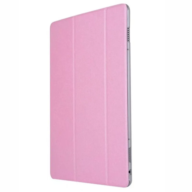 Ультра тонкий Шелковый 3 папка прозрачный чехол подставка PU кожаный чехол для huawei Mediapad M5 Lite 10 10,1 BAH2-W09/L09/W19 - Цвет: pink