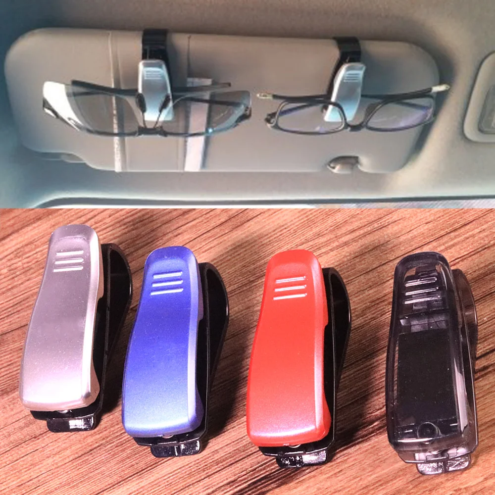 1Pc Sun Visor Sunglasses Eyeglasses Glasses Holder Clip Hanger Ticket Card Clip Fastener Holder Auto Car Interior Accessories  (3)