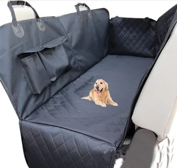 

Black Polyester Dog Car Rear Waterproof Pad With Pocket Pet Car Back Seat Cover High Qulity Traval Mats Hammock Protector