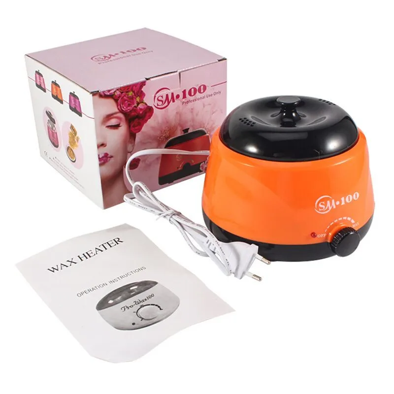 Electric Wax Heater Paraffin Warmer Hair Removal Machine ,100g Beans 10pcs Wood Stickers Hair Removal Sets Waxing Kit