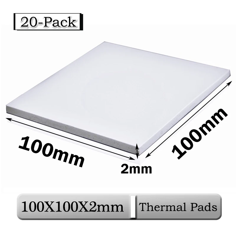 

20Pcs/lot Gdstime 100x100x2mm 2mm Thickness White Thermal Pad CPU Heatsink Pad 100x2mm Conductive Silicone Thermal Pads