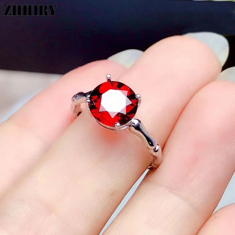 Женское кольцо с натуральным гранатом ZHHIRY из стерлингового серебра 925 пробы