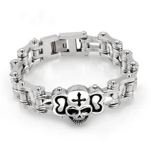 Панк Череп сталь цвет мотоцикл браслет цепочка для мужчин велосипед браслеты 316L нержавеющая сталь хип-хоп Дружба Ювелирные изделия подарок