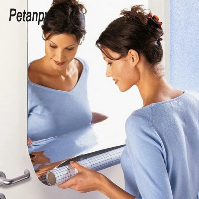 1 rollo 60*100CM espejo cosmético pegatina de pared dormitorio adhesivo espejo papel plástico maquillaje espejo venta|Adhesivos para pared| - AliExpress