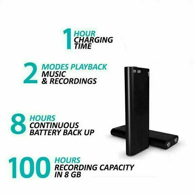 Registratore Vocale Portatile 64GB - Microfono Spia Con Batteria Lunga Durata