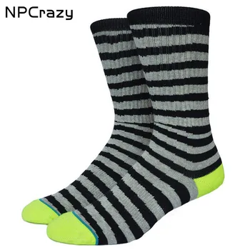 

Black Stripes Gray Color Skateboard Socks Men Towel Bottom Comfort Cotton Meias Fit Performance hip hop Sox Y309