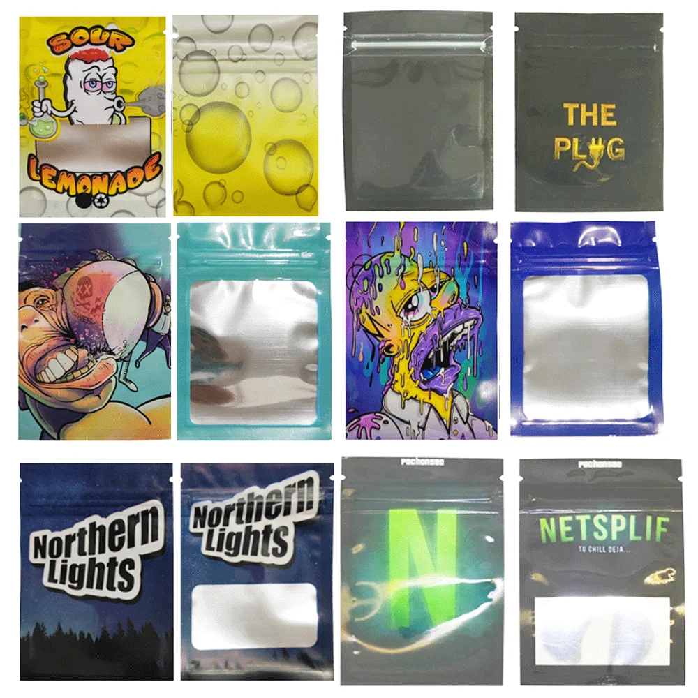 Reusabl Food Storage Leaves Mylar Ziplock Bags Waterproof Packaging 7x10cm Cooki Transparent Bag