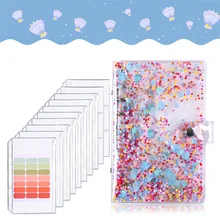 

Cute Glitter Sequins Transparent PVC Notebook Cover A6 Transparent File Folder Loose Leaf Ring Binder Kawai Stationery Supplies