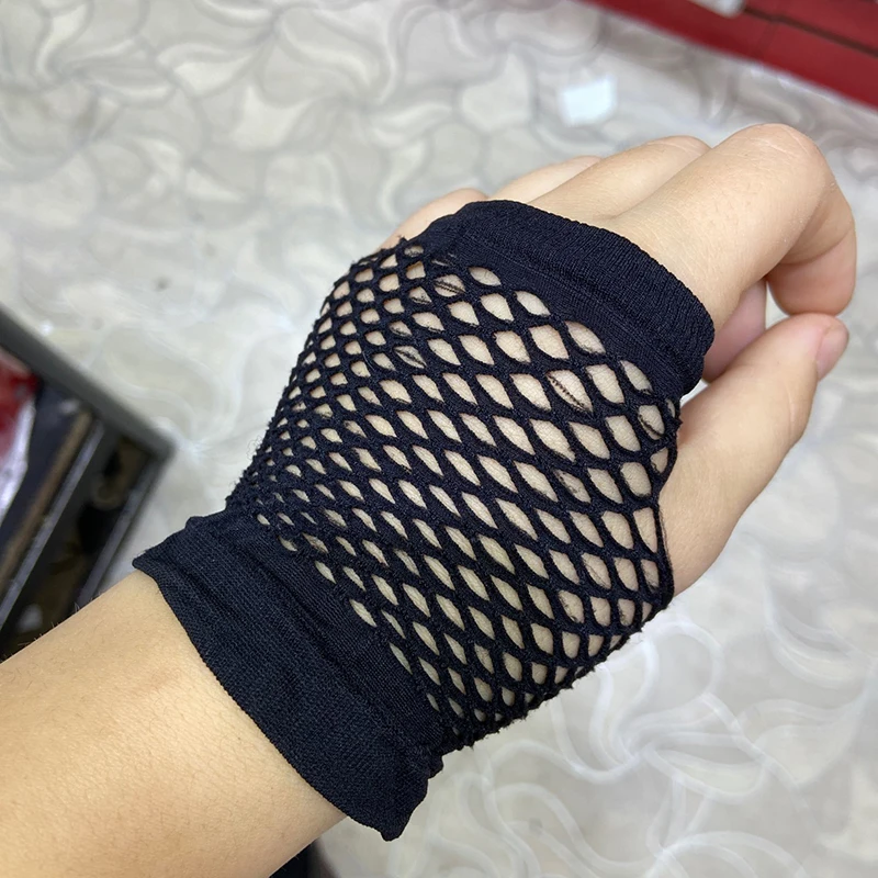 Women Black Short Fishnet Fingerless Mesh Gloves Punk Rock Fancy Night Club Party Sexy Beautiful fingerless gloves fishnet gloves
