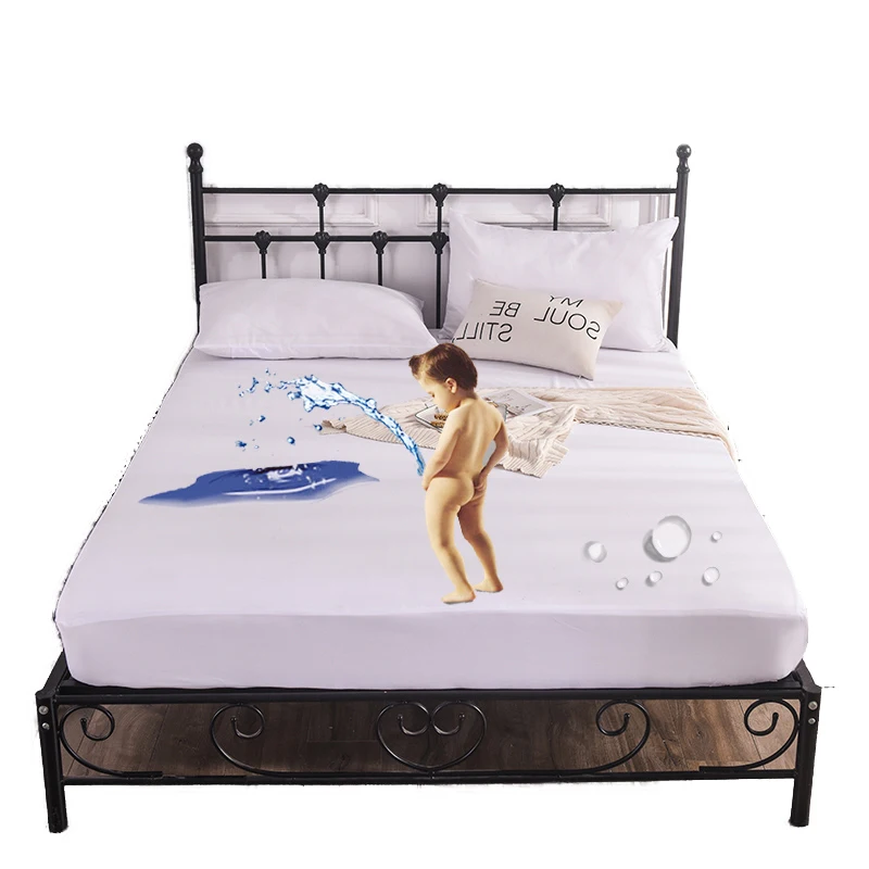 

Bed Linen Brushed Fabric Waterproof Elastic Fitted Sheet Solid Color Home Sheets Protector Mattress Cover Double Couple New Sale