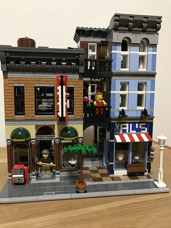 Detective Office Creator Expert вид на улицу города 15001 15002 дом модель совместима 10251 10243 строительные блоки кирпичи игрушки - Цвет: Detective Office