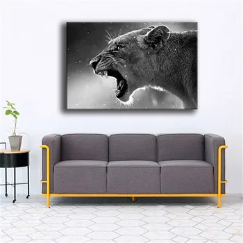 

Fuwatacchi Lion Printed Oil Painting Animals Picture Wall Prints and Posts Art Ornamentation for Corridor Living Room Home Decor