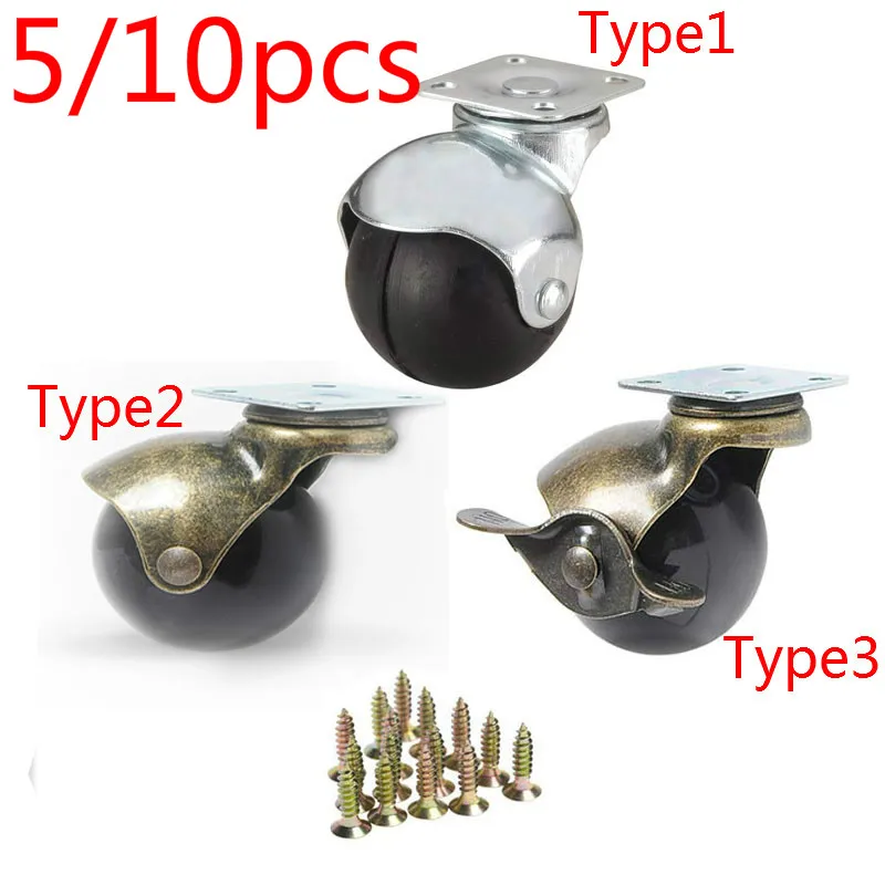 10/5pcs Antique Furniture Caster Wheels Roller Swivel Trolly Shopping Cart Luggage Replacement Pulley Sliding Accessory 3Types |