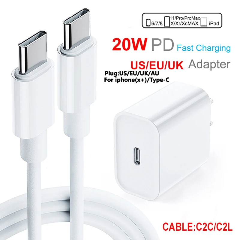 Зарядное устройство USB C 20 Вт настенное зарядное Type-C для MacBook Pro/Air iPad Pro 2019 MateBook Xiaomi