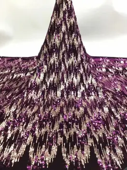 

New Gold Velvet Lace Fabric For Dress Latest Nigerian French Tulle Lace Fabric High Quality African Sequin Lace Fabric 5yards