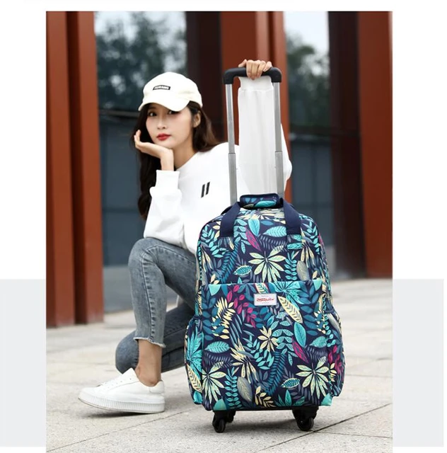 20 zoll Frauen tragen auf hand Gepäck tasche Kabine reise Trolley Taschen  räder rollen gepäck rucksack Trolley Koffer rädern Tasche - AliExpress