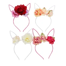 Повязка на голову с розой цветок кружева Кролик Ушастый Женский Детский головной убор ban tong цветок аксессуары для волос(-6