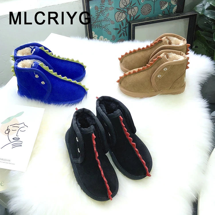 

Kids Snow Boots Baby Girls Brand Genuine Leather Shoes Children Warm Ankle Boots Boys Black Boots Torddler Slip On Boots Winter