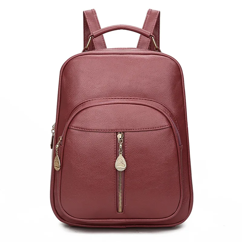 Pink Для женщин из мягкой кожи роскошные рюкзаки Mochila Feminina с простым замочком, книжные сумки вместительные, для отдыха путешествия рюкзак и сумка Mochila - Цвет: Pink