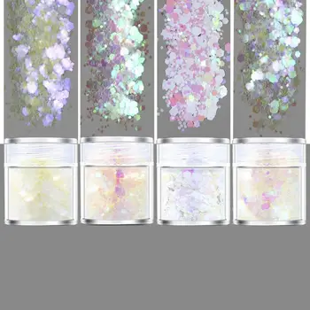 

4 Color Rainbow White Glitters Sequains Resin Pigment Fillings Kit Makeup Jewelry Fillings Nail Art Decor Jewelry Making