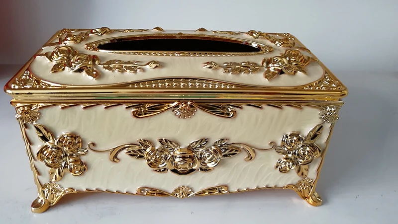 golden large size Акриловая прямоугольная коробка для салфеток Универсальная роскошная Европейская бумажная стойка аксессуары для офисного стола домашний офис KTV отель автомобильный чехол для лица - Цвет: golden large size