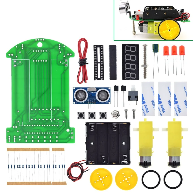 DIY Ultraschall-Entfernungsmessungs-Hindernisvermeidungs-Auto Elektronik-Bausatz LED-Display Programmierbares Intelligentes Auto Schweißübungs-DIY-Bausatz – Detail 8