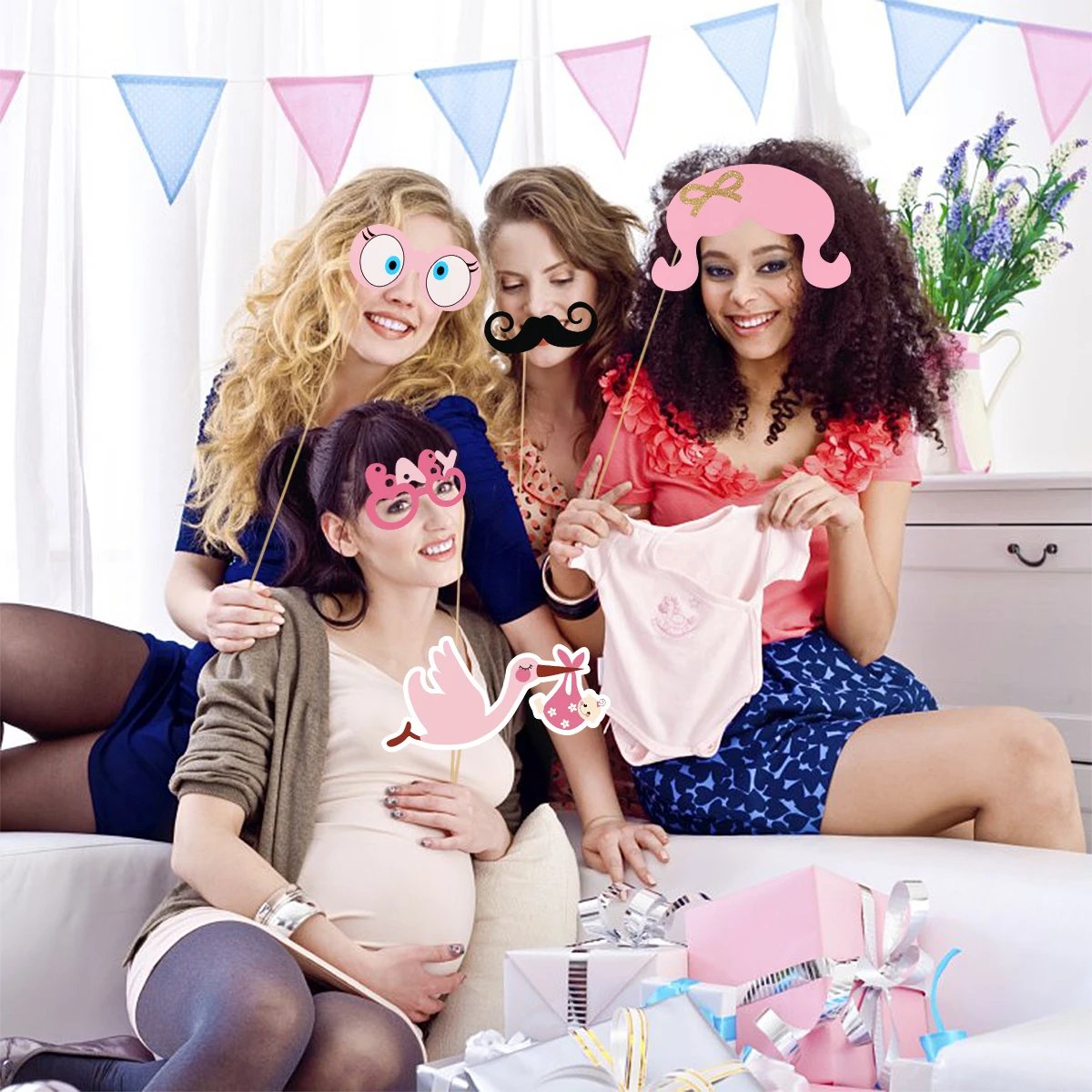 33 шт. для девочек Baby Shower День рождения, вечеринка, фото реквизит для фотографии на палочки для новорожденной девочки подарок вечерние украшения