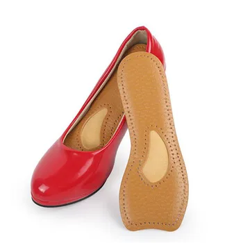 

36-40 Size Latex Leather Cowhide Insoles For Feet High Heel Spur Orthotic Arch Support Invisible Insert Pad Massage For Women