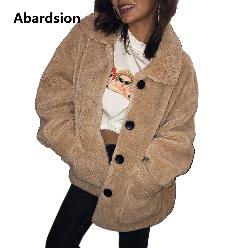 Abardsion/2019 зимнее теплое пальто из искусственного меха женская верхняя одежда
