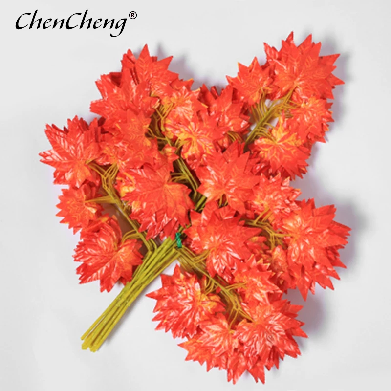 CHENCHENG 12 Pieces / Lot Artificial Plant Maple Leaf Fake Leaves Plastic Tree Branches Simulation Silk Home Fall Decoration |