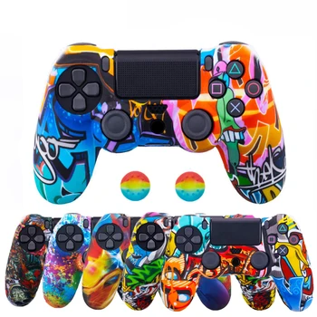 

ZOMTOP For Sony Dualshock 4 PS4 DS4 Slim Pro Controller Silicone Camo Case Protective Skin + Thumb Grip Caps for Play Station 4