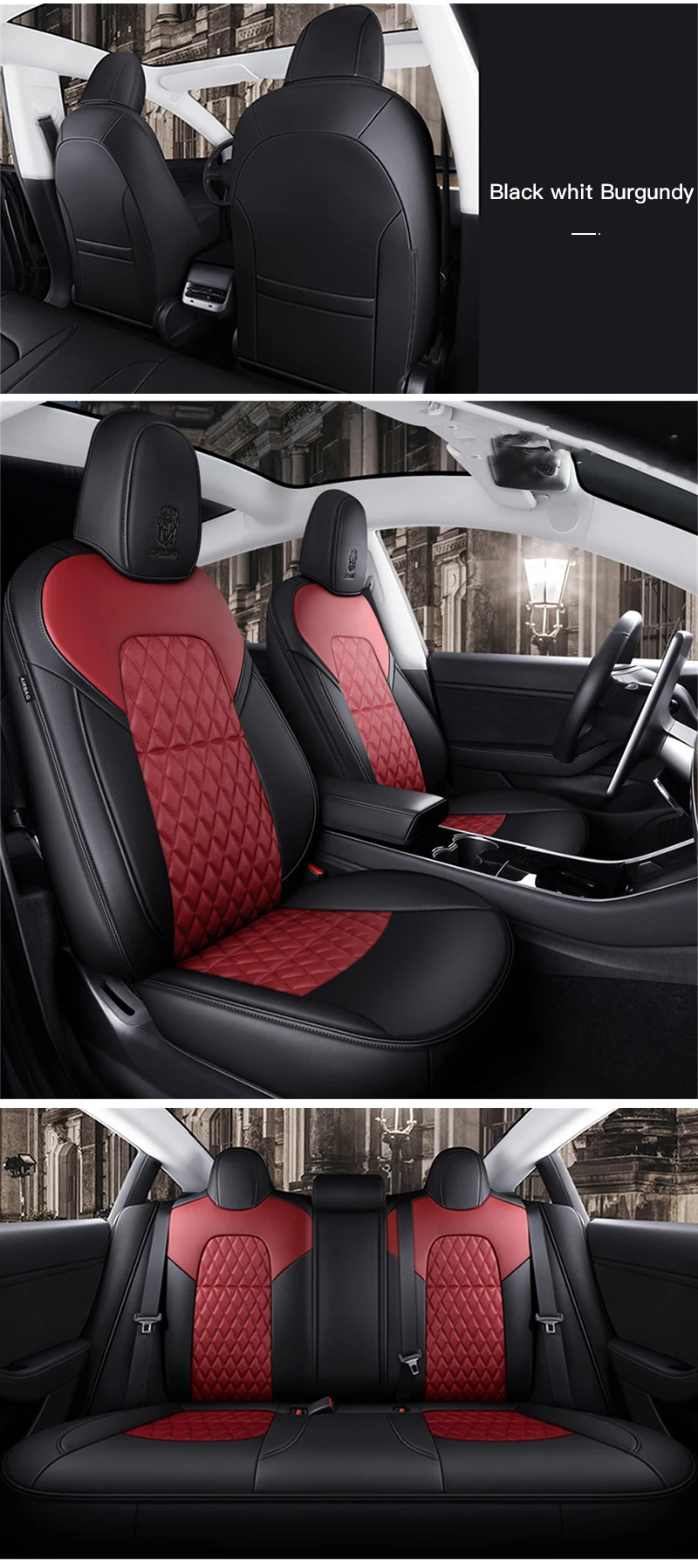 For Tesla Model 3 Y Custom Fit Car Seat Cover Accessories For Tesla 360 Degree Full Covered Perforated Artificial Leather