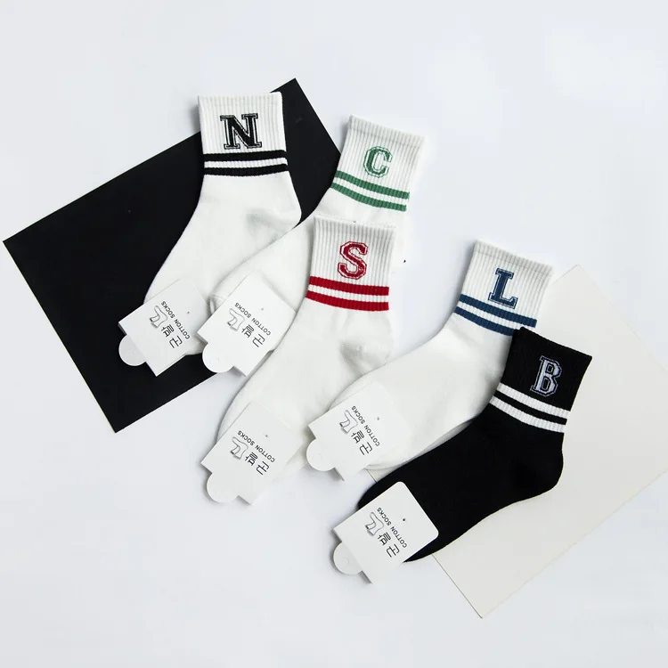 ZhuJi Носки торговля осень и Новинка зимы Стиль хлопок, поглощающие запах спортивные носки с двумя полосками буквами носки без пятки для детей производители тяжелой