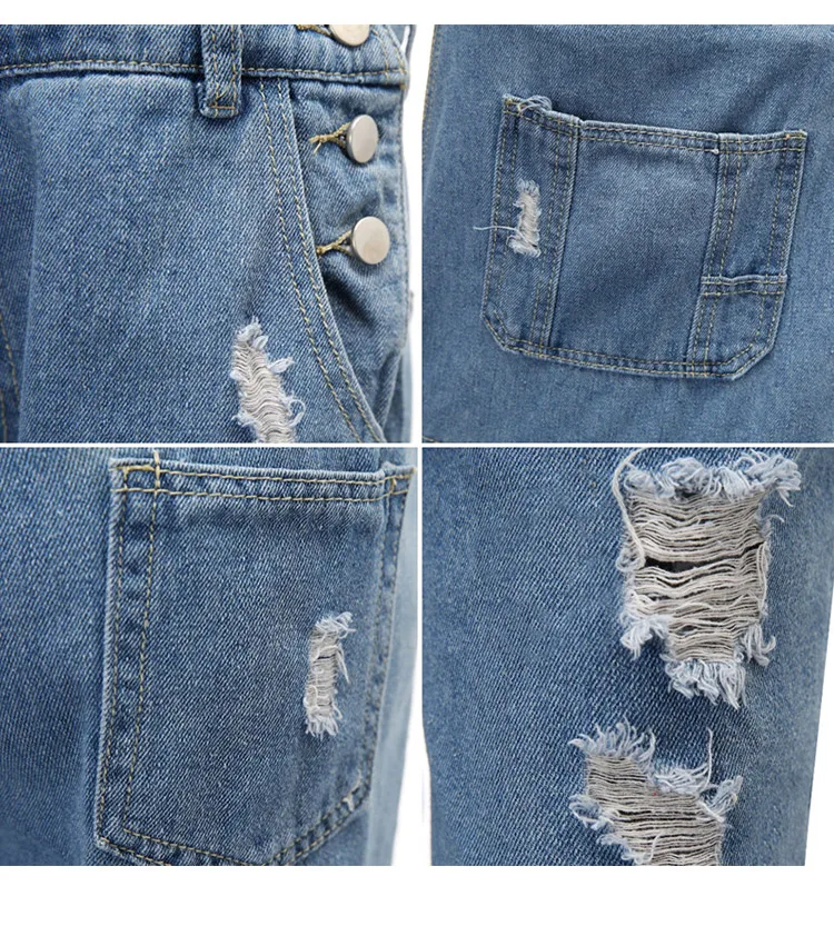 Men Denim Bib Overalls Shorts Ripped Jeans Jumpsuits Sleeveless Male Casual Working Protective Uniforms Summer Black Blue Safe (6)