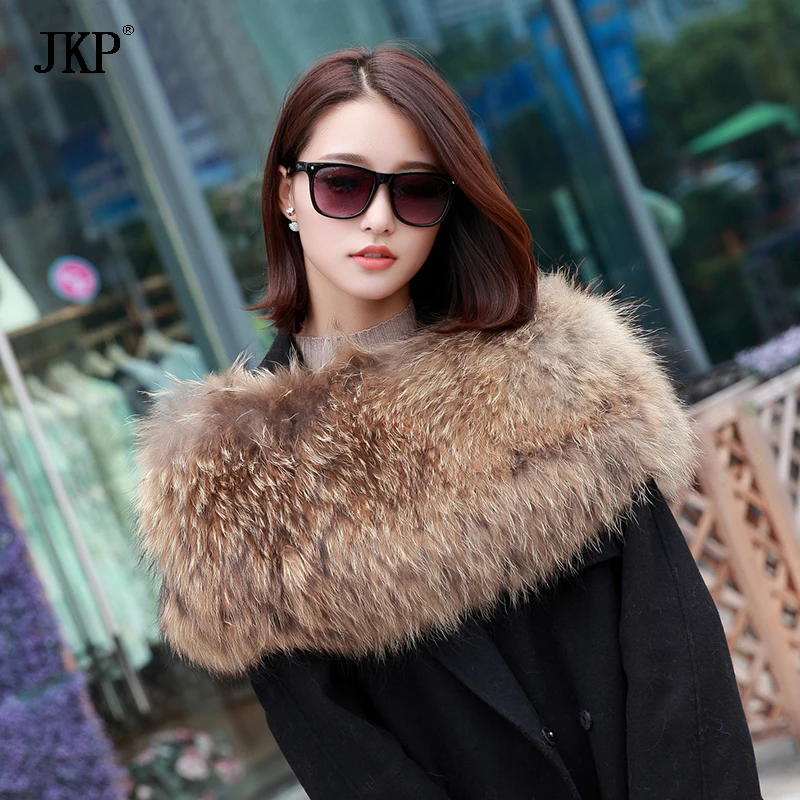 

JKP 2019 Warm Real Fox Fur Collar Winter Fox Fur Shawl Scarves Winter Women Natural Animal Fur Scarf Fashion Soft Collar Shawls