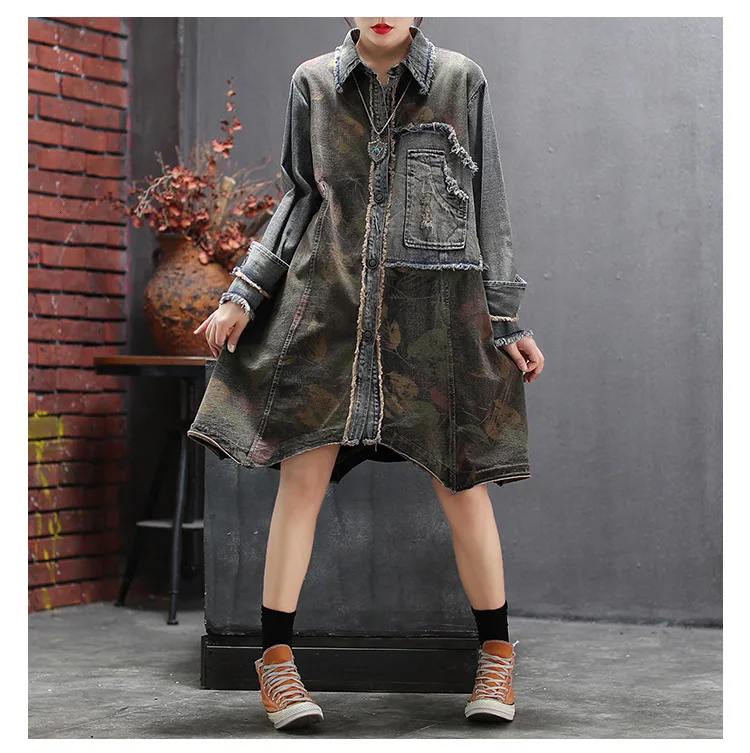 Max LuLu Осенняя модная Корейская женская одежда в стиле панк длинная уличная женская джинсовая куртка с принтом винтажная ветровка плюс размер