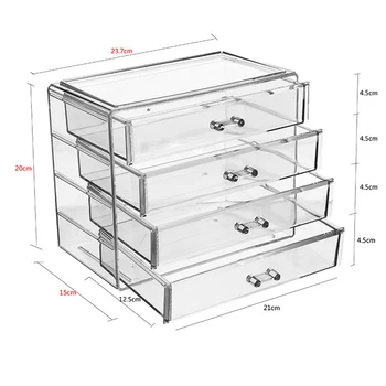 

1PC Large Size Makeup Storage Box Transparent Acrylic Cosmetics Storage Case Four Drawer Type Cosmetics Box for Home Use