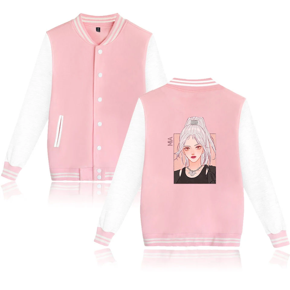 

Everglow Kpop Korean Printed Cute Newe Fashion Baseball Jacket Cool College Style Hot Sale Baseball Jacket Men/Women Plus Size