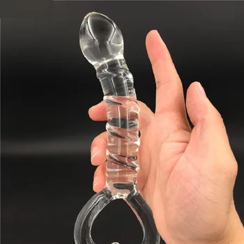 Transparent Crystal Glass Vagina Massager Dual Head Huge Dildo Anal Ass Plug G-spot Stimulation Sex Toy for Couples Masturbator 6